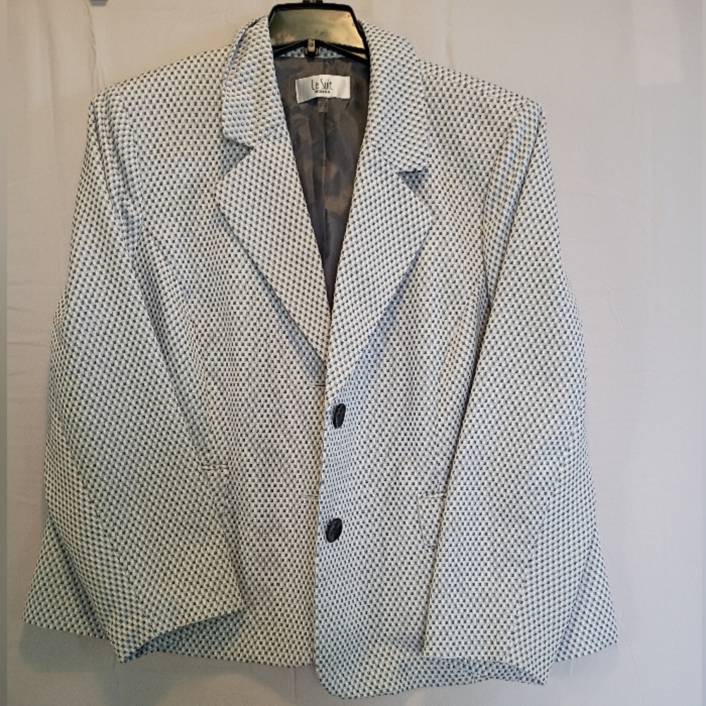 Women's Le Suit Black and White Black Dot Pattern Blazer 20w